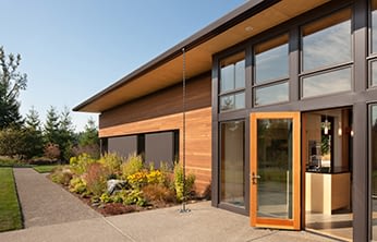 Olympia Prairie Home, Exterior, Back Entry, Rain Chain - Coates Design Architects - Seattle, WA