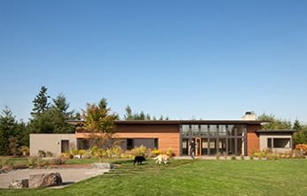 Olympia Prairie Home, Exterior, Back Entry - Coates Design Architects - Seattle, WA