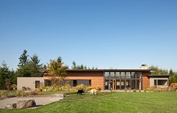 Olympia Prairie Home, Exterior, Back Entry - Coates Design Architects - Seattle, WA