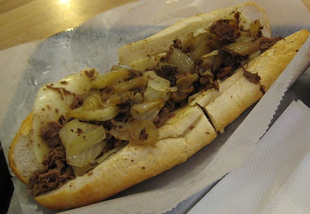 Philly cheesesteak with onions and cheese