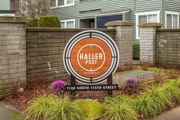 The Haller Post Apartments Address Marker at Haller Post Apartments