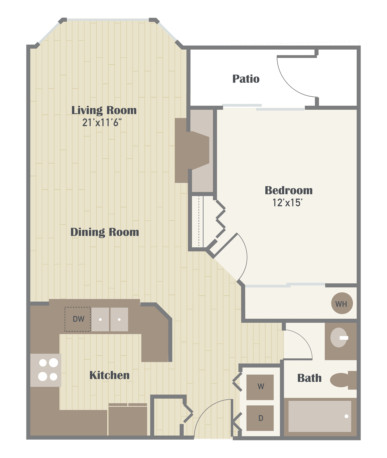 Haller Post Apartments one bedroom floor plan